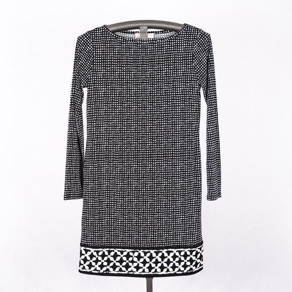 MICHAEL Michael Kors Dresses & Skirts - MICHAEL Kors Women's Stretch Knit Shift Dress SZ MEDIUM Capsule Check Career B&W